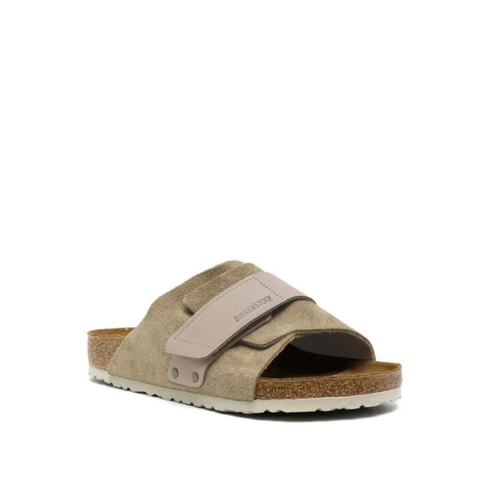 Birkenstock Beige Suede Slide Sandals